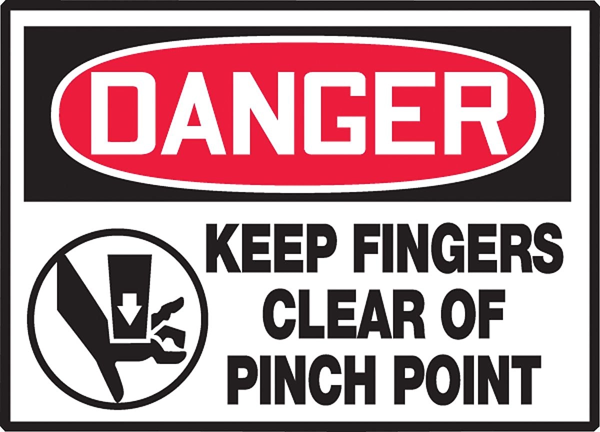 Accuform Safety Label, DANGER KEEP FINGERS CLEAR OF PINCH POINT, 3 1/2"x5", Adhesive Vinyl, 5/Pack (LEQM134VSP)