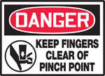 Accuform Safety Label, DANGER KEEP FINGERS CLEAR OF PINCH POINT, 3 1/2"x5", Adhesive Vinyl, 5/Pack (LEQM134VSP)