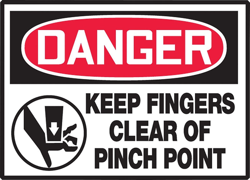 Accuform Safety Label, DANGER KEEP FINGERS CLEAR OF PINCH POINT, 3 1/2"x5", Adhesive Vinyl, 5/Pack (LEQM134VSP)