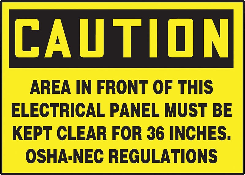 Accuform Signs Safety Label; ELECTRICAL PANEL MUST BE KEPT CLEAR FOR 36 INCHES, 3 1/2"x5", Vinyl, 5/Pack