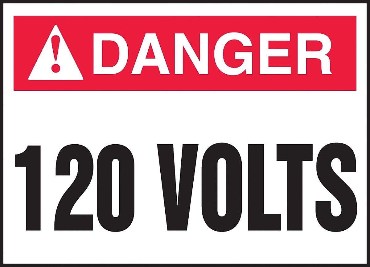 Accuform Signs Safety Label, DANGER 120 VOLTS, 3 1/2" x 5", Adhesive Vinyl, 5/Pack