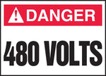 Accuform Safety Label, DANGER 480 VOLTS, 2 1/2" x 3 1/2", Adhesive Vinyl, 5/Pack (LELC174VSP)