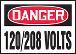Accuform Safety Label, DANGER 120/208 VOLTS, 3 1/2" x 5", Adhesive Vinyl, 5/Pack (LELC154VSP)