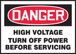 Accuform Label, DANGER HIGH VOLT TURN OFF POWER BEFORE SERVICING, 3½"x5" Adhesive Vinyl, 5/Pack (LELC103VSP)