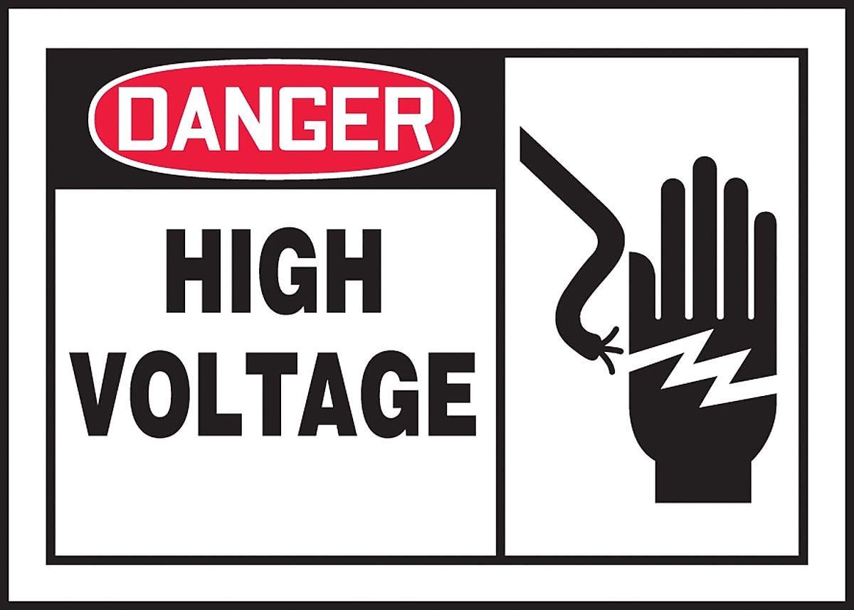 Accuform Safety Label, DANGER HIGH VOLTAGE, 3 1/2" x 5", Adhesive Vinyl, 5/Pack (LELC055VSP)