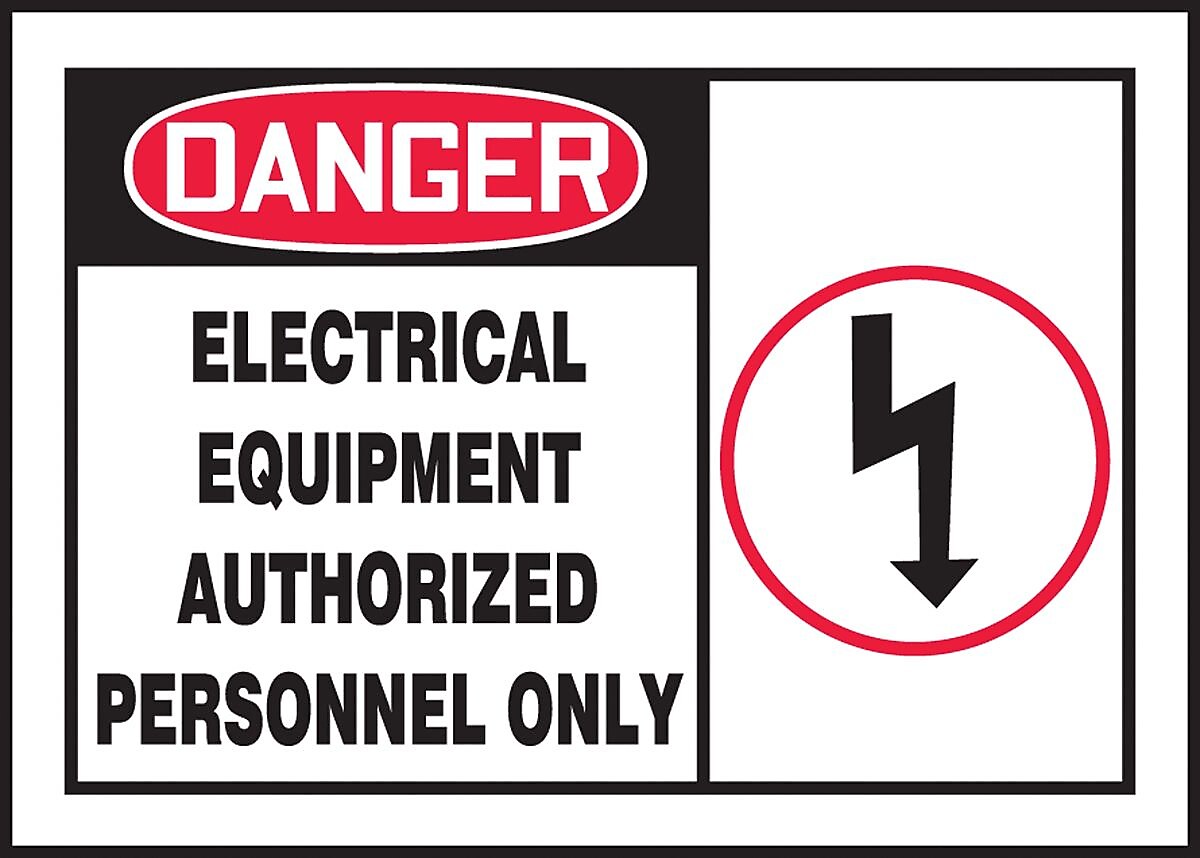 Accuform Label, DANGER ELECTRICAL EQUIPMENT AUTHORIZED PERSONNEL, 3 1/2"x5" Adhesive Vinyl, 5/Pack (LELC053VSP)