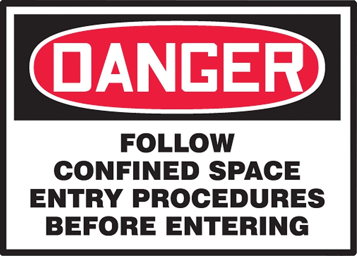 Accuform Label, DANGER FOLLOW SPACE ENTRY PROCEDURES BEFORE ENTERING, 3½"x5", Vinyl, 5/Pack (LCSP274VSP)