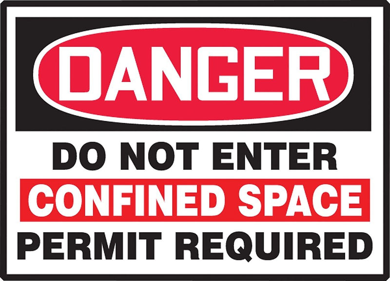 Accuform Label, DANGER DO NOT ENTER CONFINED SPACE PERMIT REQ'D, 3 1/2"x5", Adhesive Vinyl, 5/Pack (LCSP268VSP)