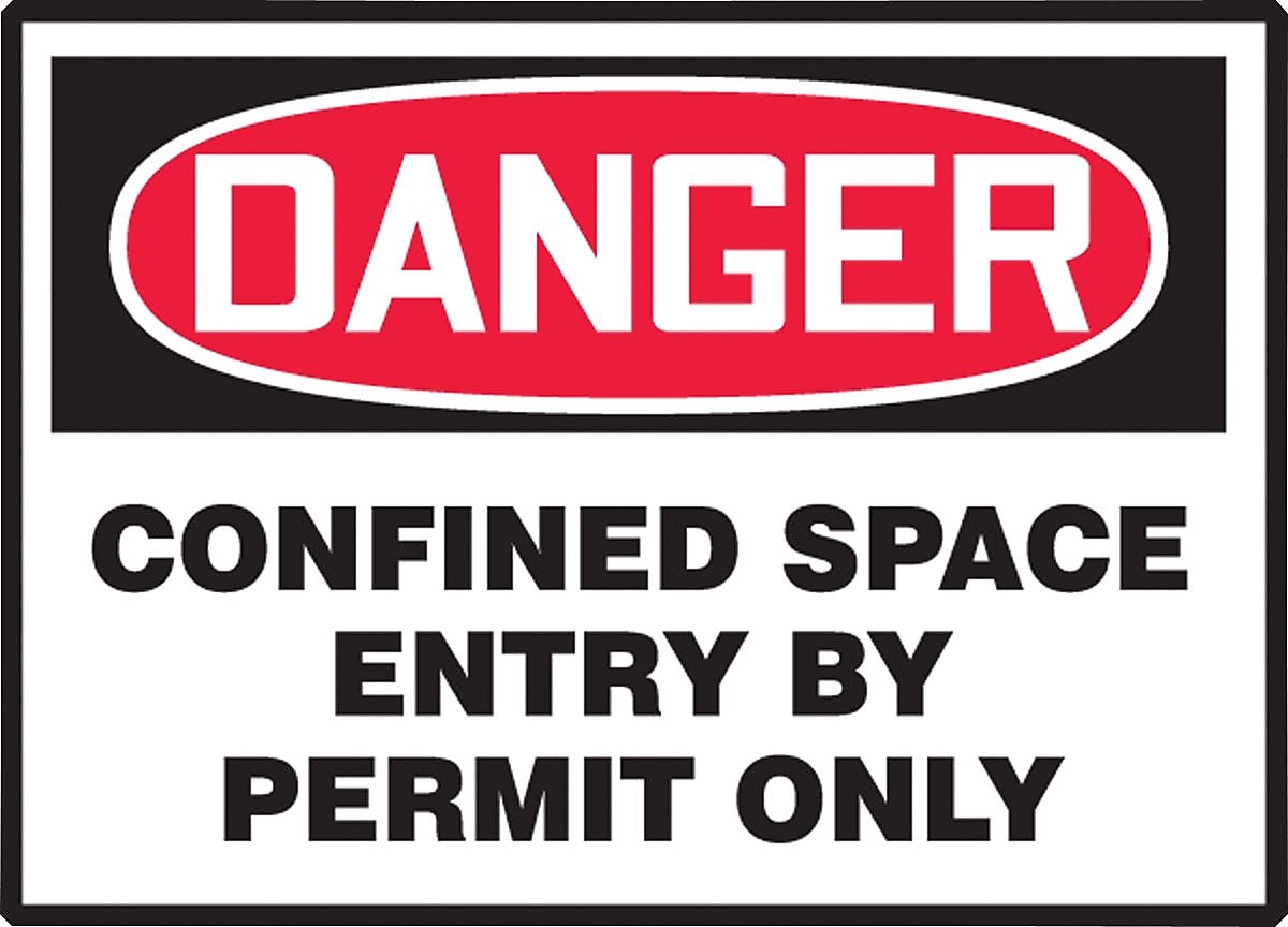 Accuform Label, DANGER CONFINED SPACE ENTRY BY PERMIT ONLY, 3 1/2"x5", Adhesive Vinyl, 5/Pack (LCSP244VSP)