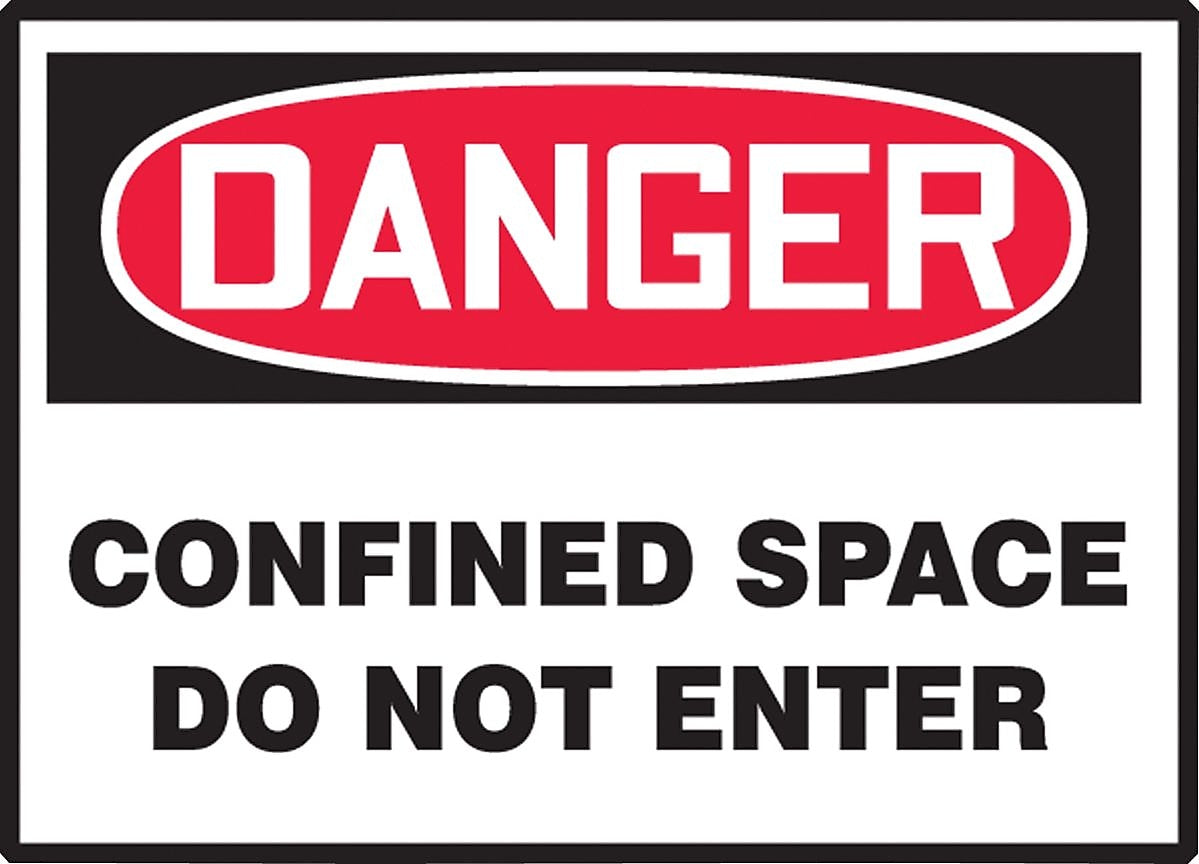 Accuform Safety Label, DANGER CONFINED SPACE DO NOT ENTER, 3 1/2" x 5", Adhesive Vinyl, 5/Pack (LCSP242VSP)