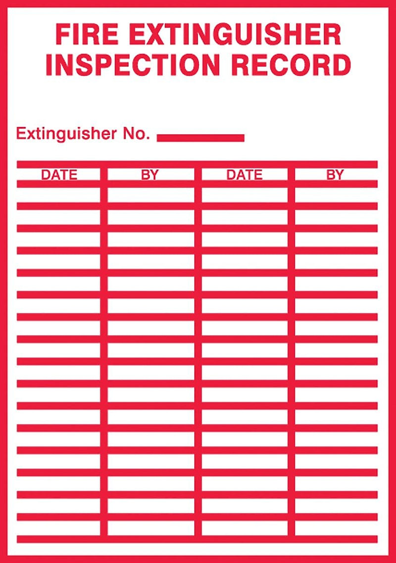Accuform Safety Label, FIRE EXTINGUISHER INSPECTION RECORD, 5" x 3½", Adhesive Vinyl, 5/Pack (LFXG529VSP)