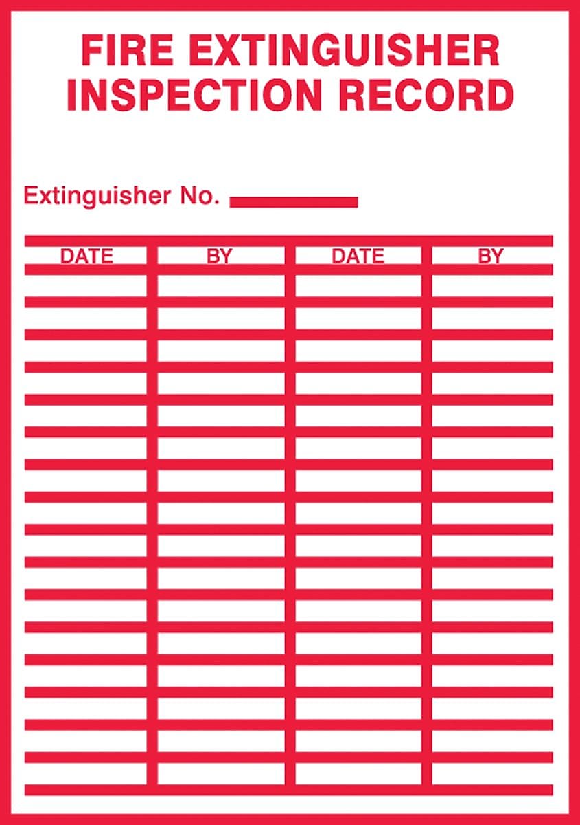 Accuform Safety Label, FIRE EXTINGUISHER INSPECTION RECORD, 5" x 3½", Adhesive Vinyl, 5/Pack (LFXG529VSP)