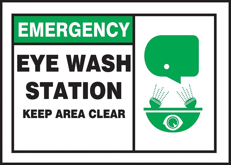 Accuform Label, EMERGENCY EYE WASH STATION KEEP AREA CLEAR, 3 1/2"x5", Adhesive Vinyl, 5/Pack (LFSD904VSP)