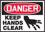 Accuform Safety Label, DANGER KEEP HANDS CLEAR, 3 1/2" x 5", Adhesive Vinyl, 5/Pack (LEQM133VSP)