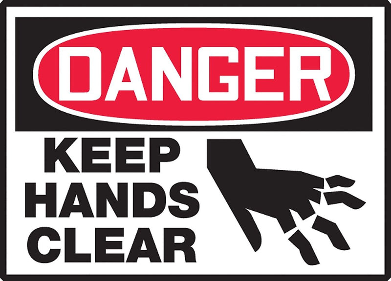 Accuform Safety Label, DANGER KEEP HANDS CLEAR, 3 1/2" x 5", Adhesive Vinyl, 5/Pack (LEQM133VSP)