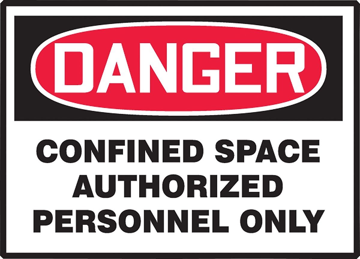 Accuform Safety Label, DANGER CONFINED SPACE AUTHORIZED PERSONNEL ONLY, 3 1/2" x 5", Adhesive Vinyl, 5/Pack (LCSP240VSP)