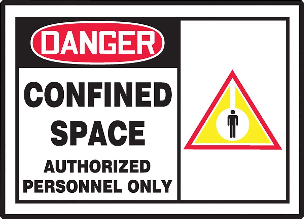 Accuform Safety Label, DANGER CONFINED SPACE AUTHORIZED PERSONNEL ONLY, 3½" x 5", Adhesive Vinyl, 5/Pack (LCSP001VSP)