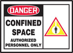 Accuform Safety Label, DANGER CONFINED SPACE AUTHORIZED PERSONNEL ONLY, 3½" x 5", Adhesive Vinyl, 5/Pack (LCSP001VSP)