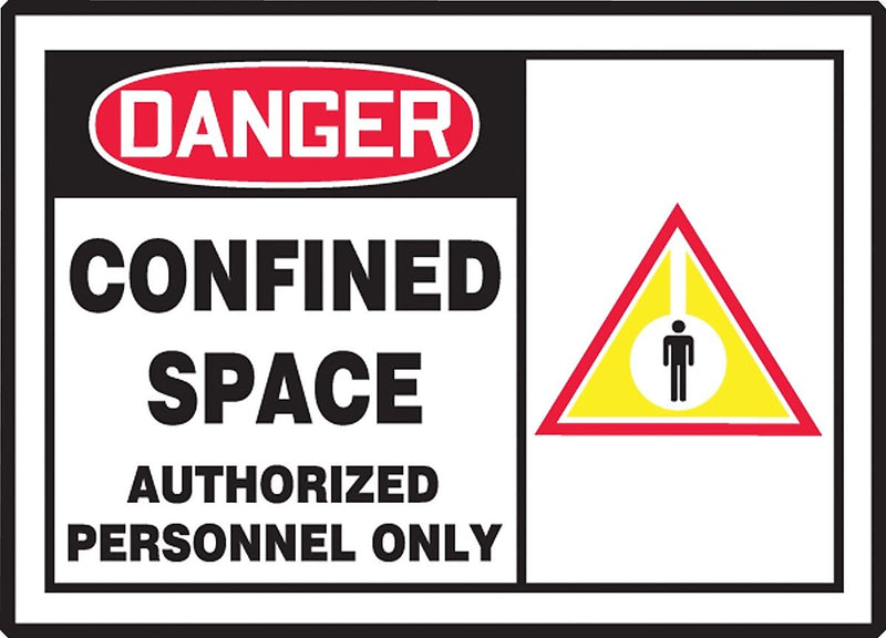 Accuform Safety Label, DANGER CONFINED SPACE AUTHORIZED PERSONNEL ONLY, 3½" x 5", Adhesive Vinyl, 5/Pack (LCSP001VSP)