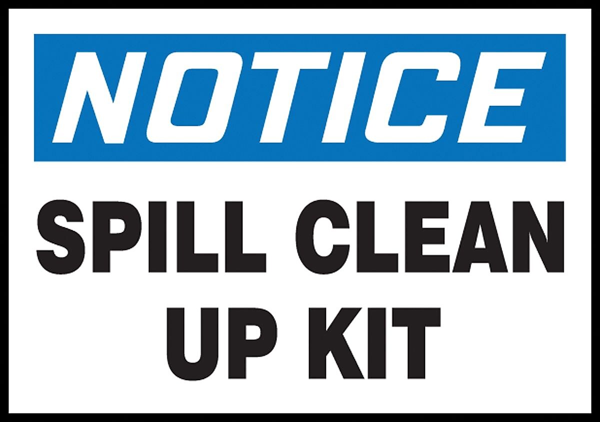 Accuform Safety Label, NOTICE SPILL CLEAN UP KIT, 3 1/2" x 5", Adhesive Vinyl, 5/Pack (LCHL807VSP)