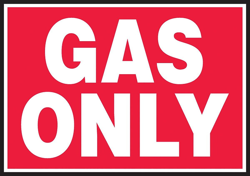 Accuform Safety Label, GAS ONLY, 3 1/2" x 5", Adhesive Vinyl, 5/Pack (LCHL539VSP)