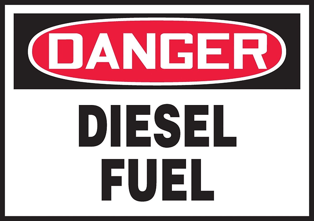 Accuform Signs Safety Label, DANGER DIESEL FUEL, 3 1/2" x 5", Adhesive Vinyl, 5/Pack