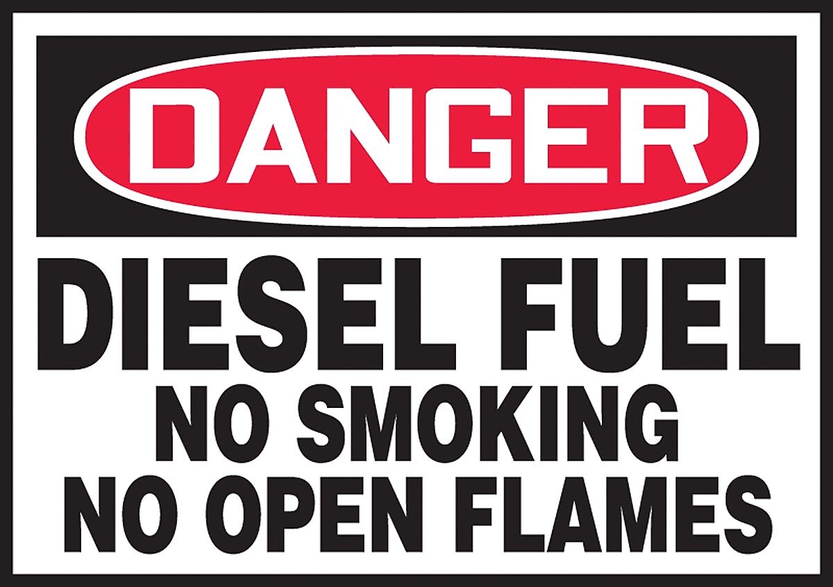 Accuform Label, DANGER DIESEL FUEL NO SMOKING NO OPEN FLAMES, 3 1/2"x5", Adhesive Vinyl, 5/Pack (LCHL018VSP)