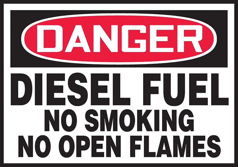 Accuform Label, DANGER DIESEL FUEL NO SMOKING NO OPEN FLAMES, 3 1/2"x5", Adhesive Vinyl, 5/Pack (LCHL018VSP)