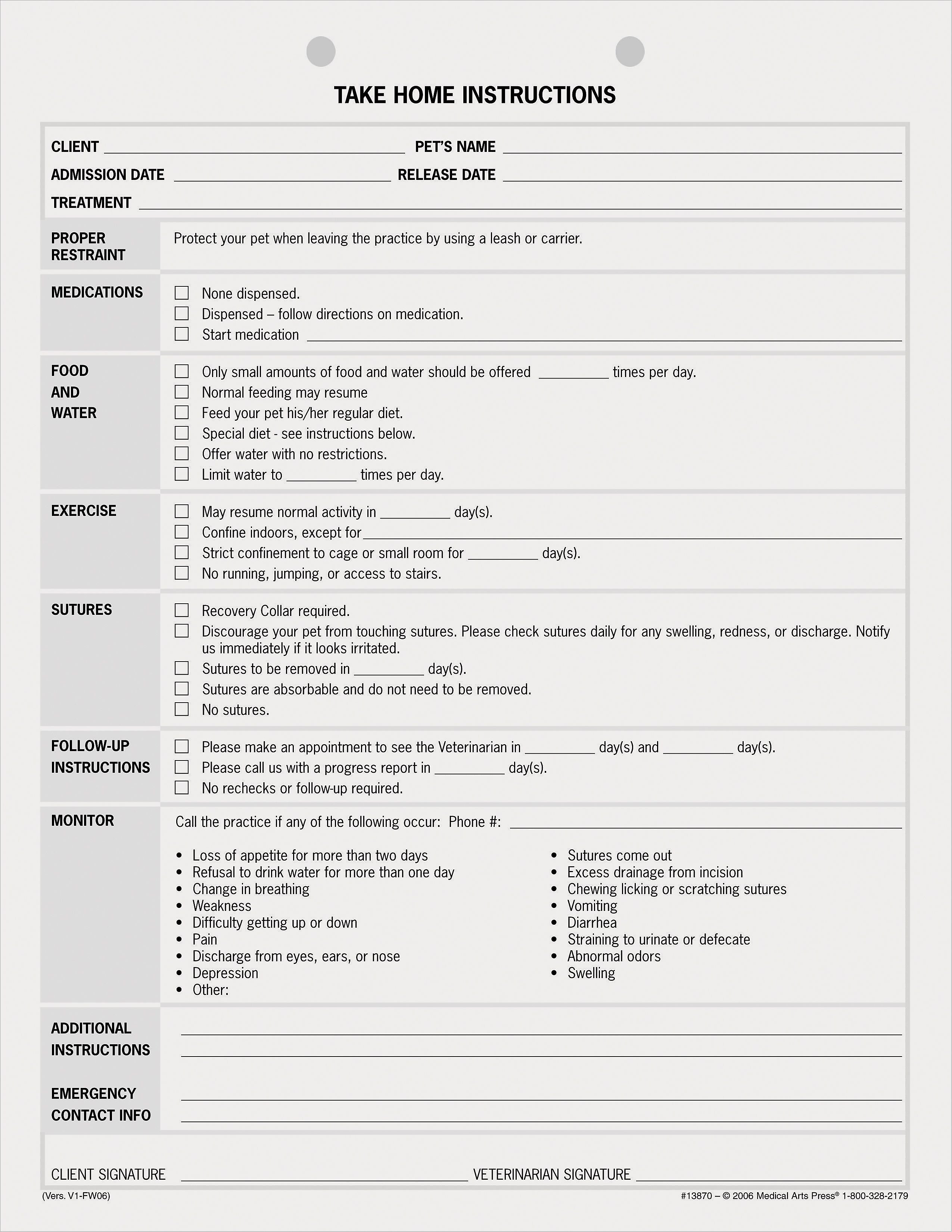 Medical Arts Press® Take Home Instructions