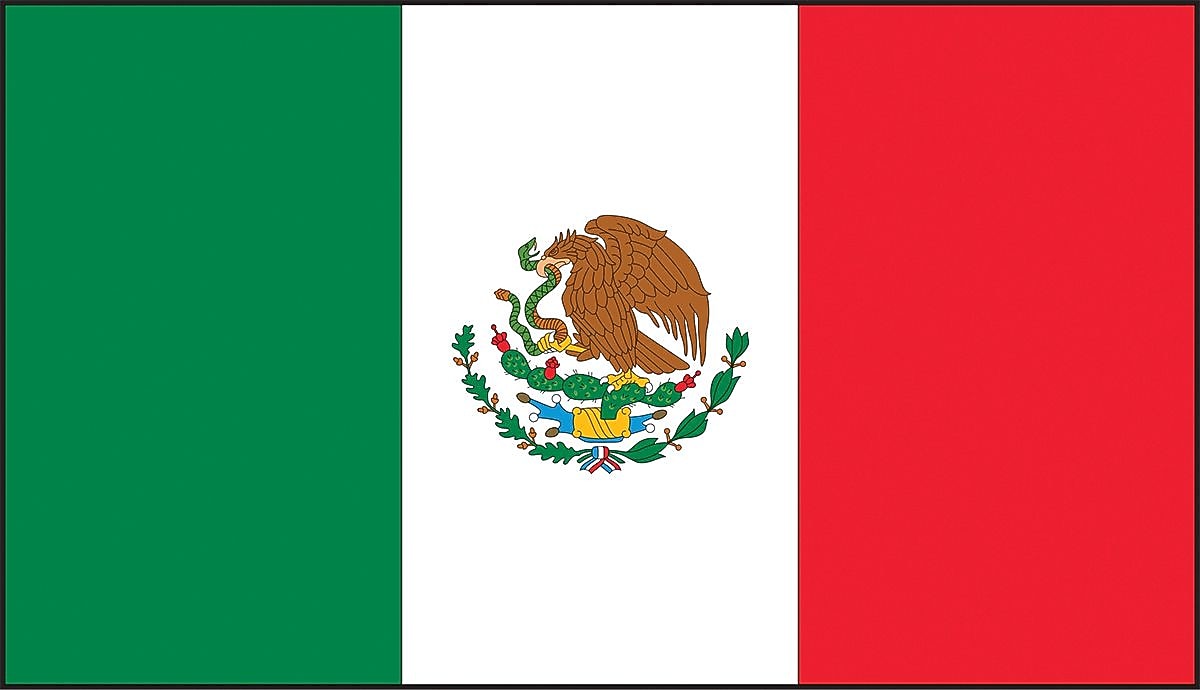 Accuform Hard Hat/Helmet Decal, MEXICAN FLAG, 1" x 1¾", Adhesive Vinyl, 10/Pack (LHTL375)