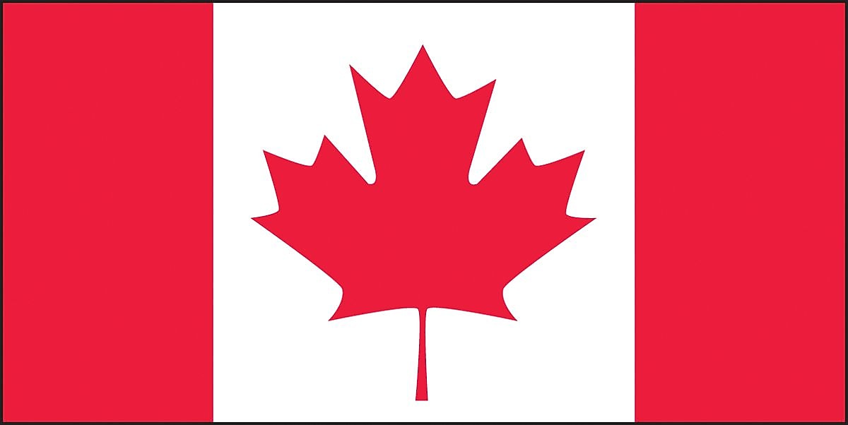 Accuform Signs Hard Hat/Helmet Decal, CANADIAN FLAG, 2" x 4", Reflective Adhesive Vinyl, 5/Pack