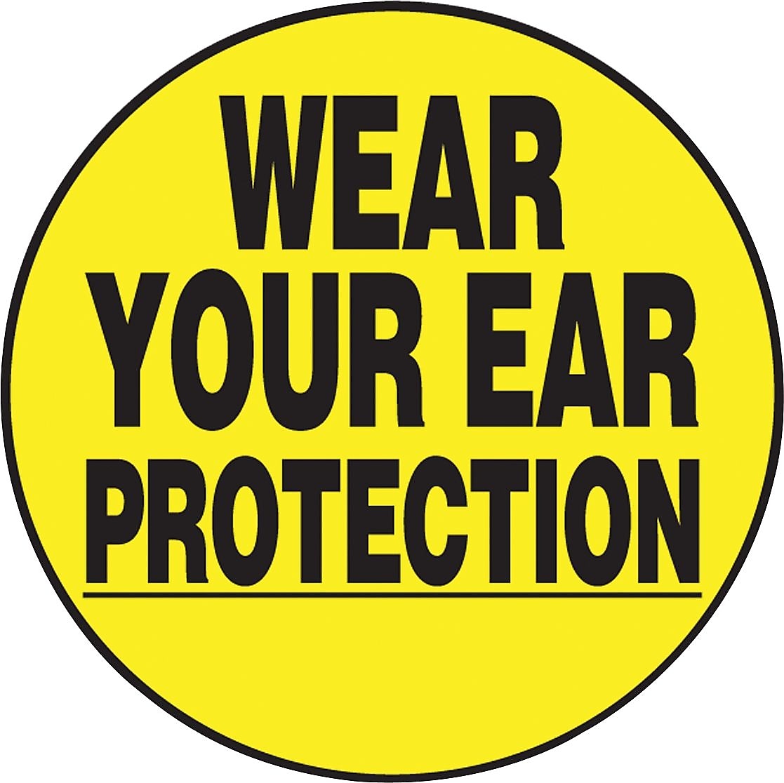 Accuform Hard Hat/Helmet Decal, WEAR YOUR EAR PROTECTION, 2 1/4", Adhesive Vinyl, 10/Pack (LHTL390)