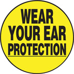Accuform Hard Hat/Helmet Decal, WEAR YOUR EAR PROTECTION, 2 1/4", Adhesive Vinyl, 10/Pack (LHTL390)