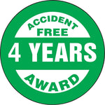 Accuform Hard Hat/Helmet Decal, ACCIDENT FREE AWARD - 4 YEARS, 2 1/4", Adhesive Vinyl, 10/Pack (LHTL376)