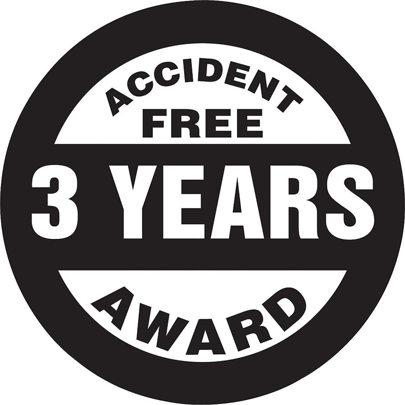 Accuform Hard Hat/Helmet Decal, ACCIDENT FREE AWARD - 3 YEARS, 2¼", Adhesive Vinyl, 10/Pack (LHTL374)