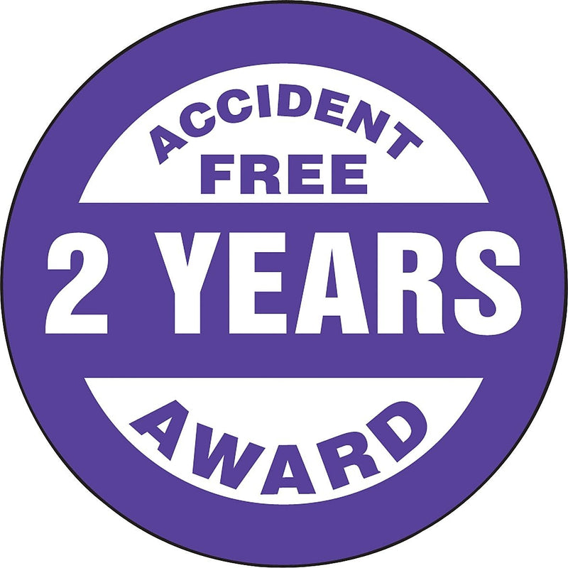 Accuform Hard Hat/Helmet Decal, ACCIDENT FREE AWARD - 2 YEARS, 2¼", Adhesive Vinyl, 10/Pack (LHTL372)