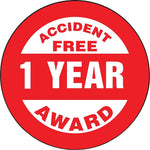 Accuform Hard Hat/Helmet Decal, ACCIDENT FREE AWARD - 1 YEAR, 2 1/4", Adhesive Vinyl, 10/Pack (LHTL370)