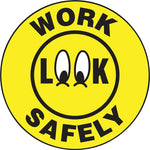Accuform Hard Hat/Helmet Decal, LOOK WORK SAFELY, 2¼", Adhesive Vinyl, 10/Pack (LHTL328)