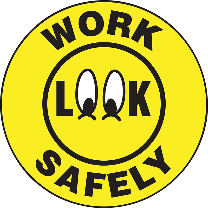 Accuform Hard Hat/Helmet Decal, LOOK WORK SAFELY, 2¼", Adhesive Vinyl, 10/Pack (LHTL328)