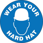 Accuform Signs Hard Hat/Helmet Decal, WEAR YOUR HARD HAT, 2 1/4", Adhesive Vinyl, 10/Pack