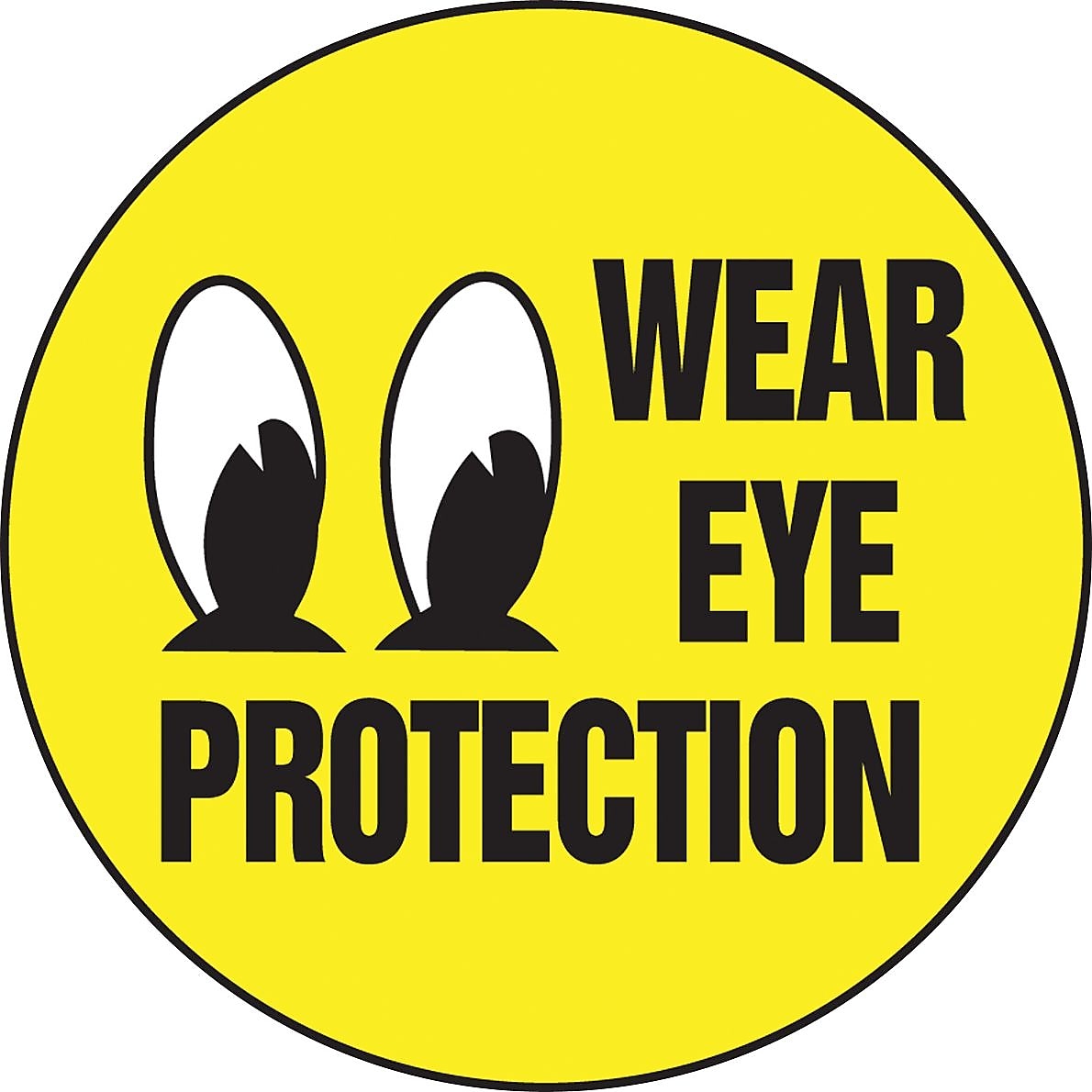 Accuform Hard Hat/Helmet Decal, WEAR EYE PROTECTION, 2 1/4", Adhesive Vinyl, 10/Pack (LHTL388)