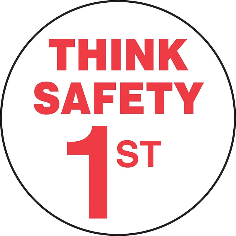 Accuform Hard Hat/Helmet Decal, THINK SAFETY 1ST, 2 1/4", Adhesive Vinyl, 10/Pack (LHTL193)