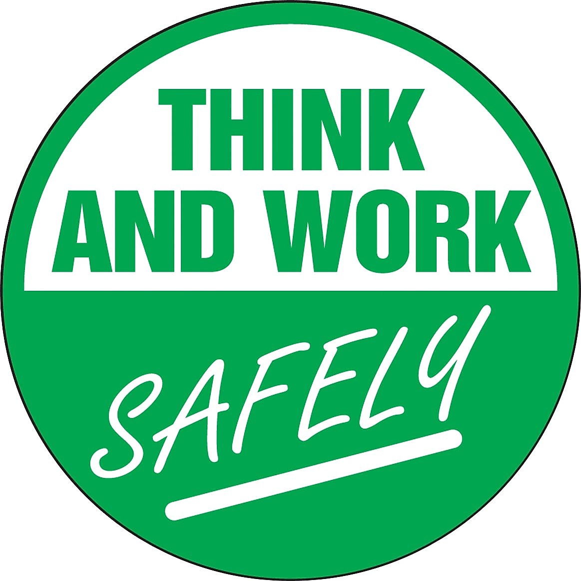 Accuform Hard Hat/Helmet Decal, THINK AND WORK SAFELY, 2¼", Adhesive Vinyl, 10/Pack (LHTL306)