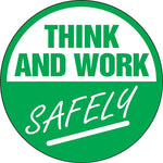 Accuform Hard Hat/Helmet Decal, THINK AND WORK SAFELY, 2¼", Adhesive Vinyl, 10/Pack (LHTL306)
