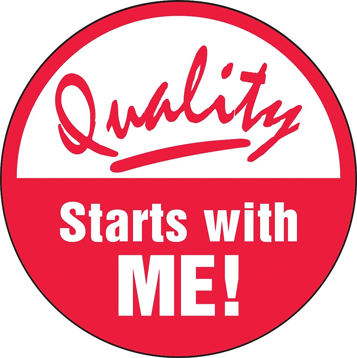 Accuform Hard Hat/Helmet Decal, QUALITY STARTS WITH ME!, 2 1/4", Adhesive Vinyl, 10/Pack (LHTL302)