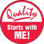 Accuform Hard Hat/Helmet Decal, QUALITY STARTS WITH ME!, 2 1/4", Adhesive Vinyl, 10/Pack (LHTL302)