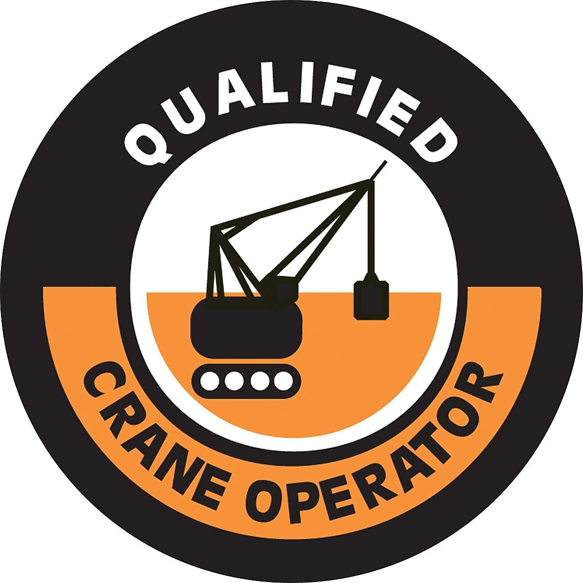 Accuform Hard Hat/Helmet Decal, QUALIFIED CRANE OPERATOR, 2 1/4", Adhesive Vinyl, 10/Pack (LHTL352)