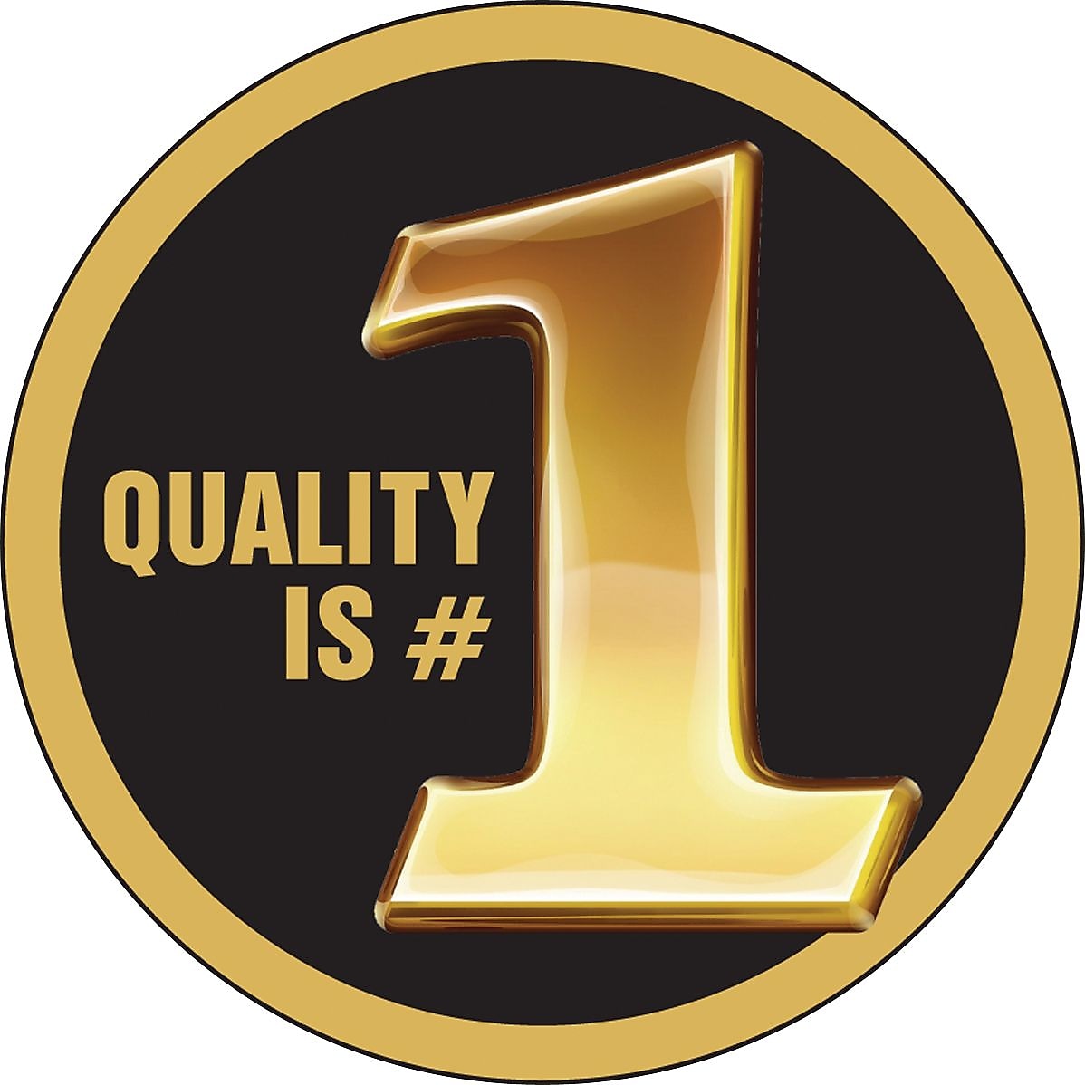 Accuform Hard Hat/Helmet Decal, QUALITY IS #1, 2¼", Adhesive Vinyl, 10/Pack (LHTL160)