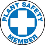 Accuform Hard Hat/Helmet Decal, PLANT SAFETY MEMBER, 2¼", Adhesive Vinyl, 10/Pack (LHTL143)
