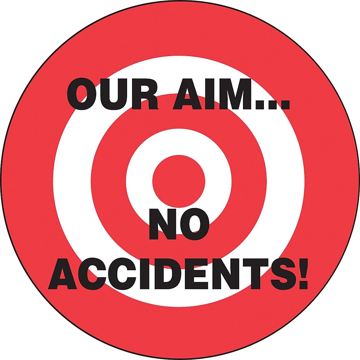 Accuform Hard Hat/Helmet Decal, OUR AIM...NO ACCIDENTS!, 2¼", Adhesive Vinyl, 10/Pack (LHTL167)